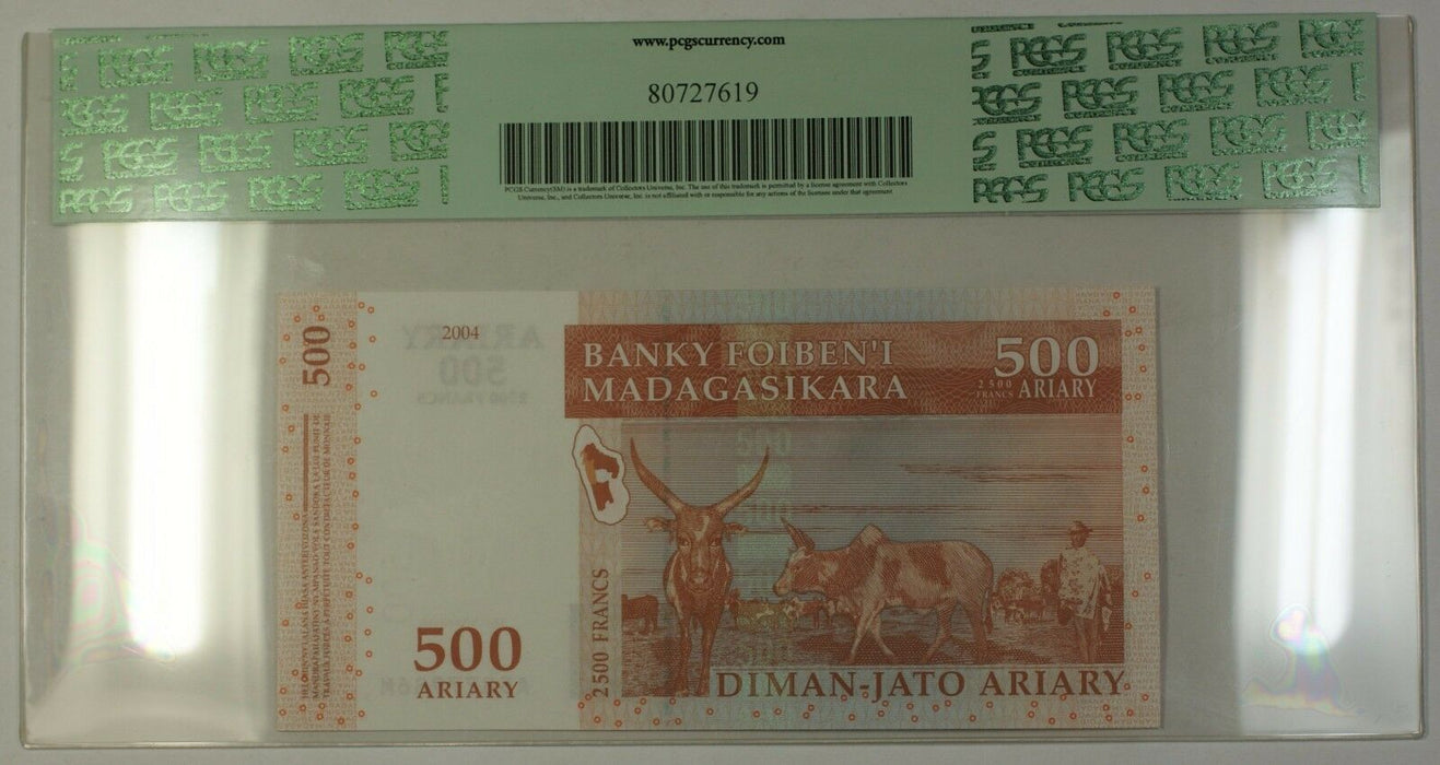 2004 Madagascar 500 Ariary 2500 Francs Note SCWPM# 88b PCGS Superb GEM 68 PPQ