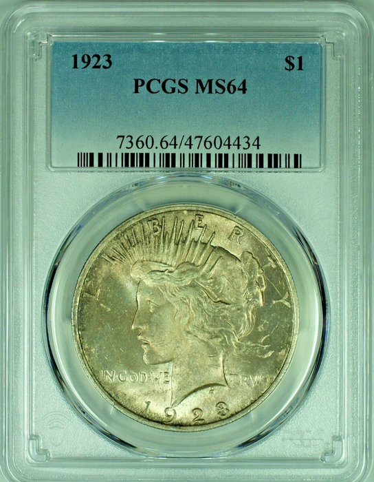 1923 Peace Silver Dollar $1 Coin Toned PCGS MS 64 (48) C