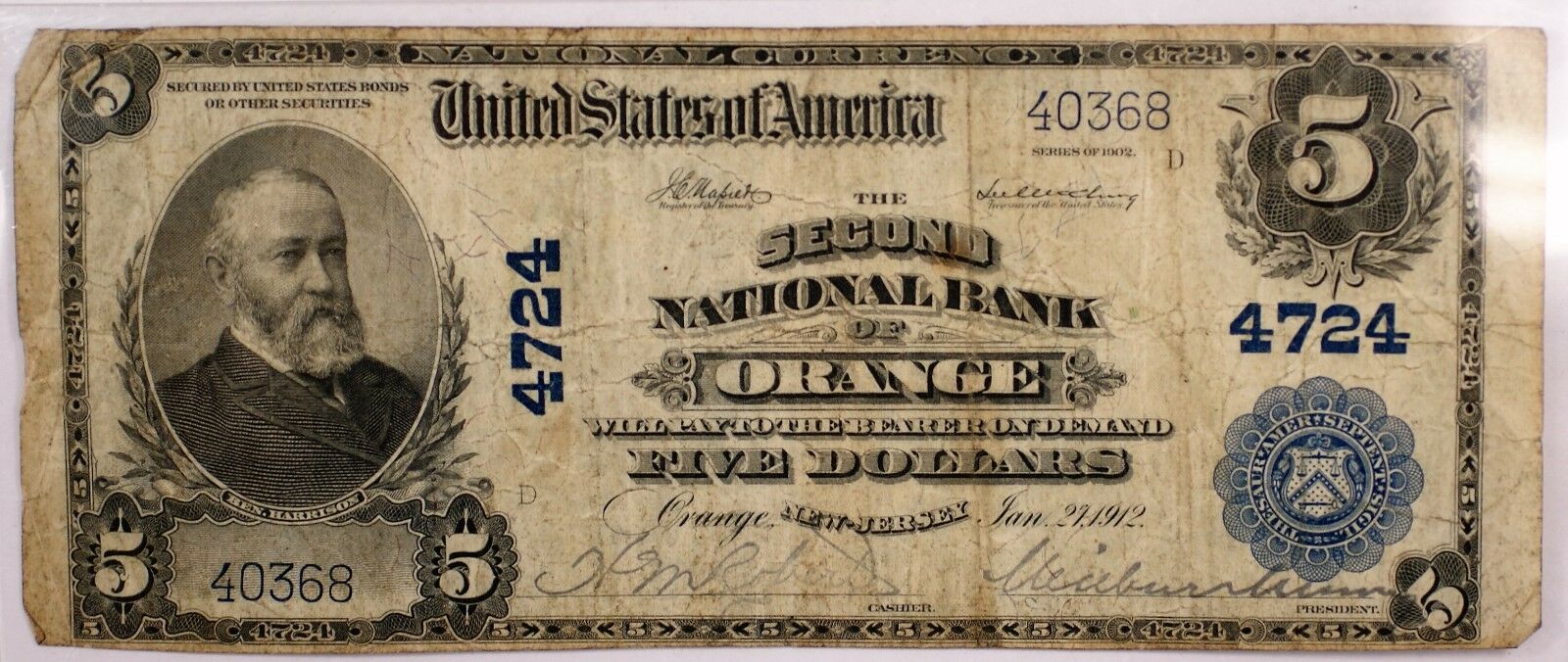 1902 National Banknote Second National Bank Orange New Jersey CH# 4724