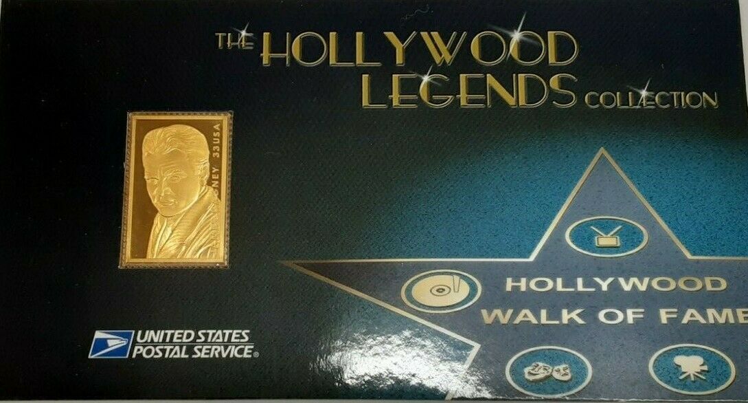 USPS Hollywood Legends .999 Fine Silver Gold Plated Stamp - James Cagney