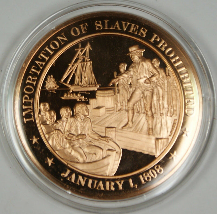 Bronze Proof Medal Importation of Slaves Prohibited January 1 1808