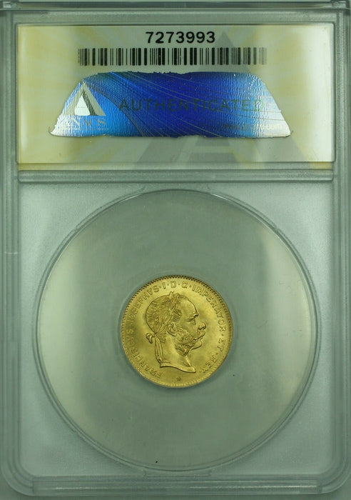 1892 Austria Restrike 10 Franc Gold Coin ANACS MS-66