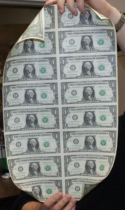 2003 A 16 Subject Uncut $1 Crisp UNC Sheet LA Block Letters in BEP Tube H/L