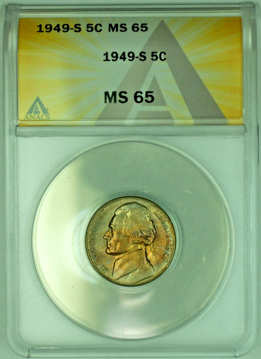 1949-S Jefferson Nickel Toned 5C ANACS MS 65 (51) B