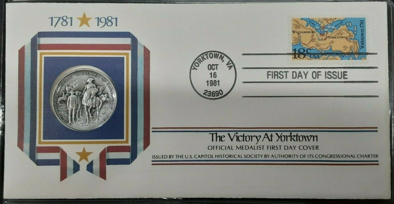 Bicentennial of the Battle of Yorktown Medal & Stamp FDC in Folder