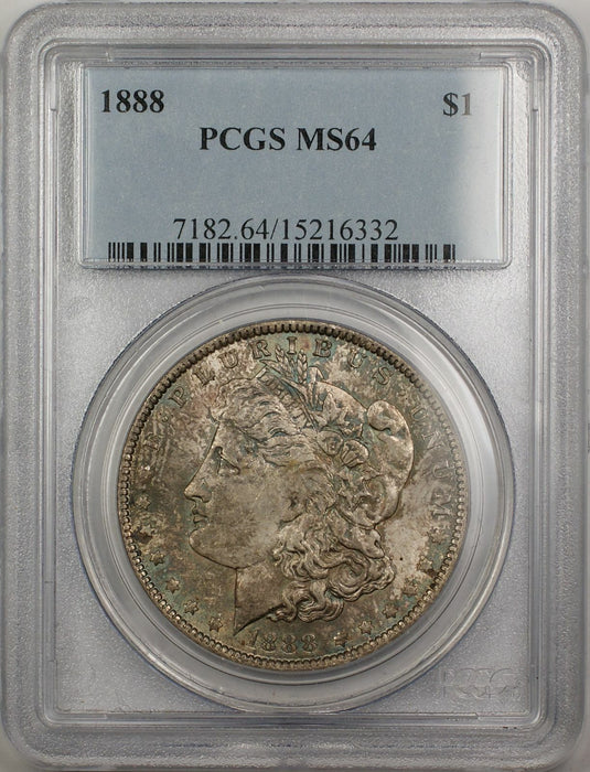 1888 Morgan Silver Dollar $1 Coin PCGS MS-64 Toned (3J)