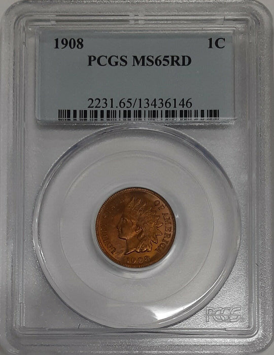 1908 Indian Head Cent 1c PCGS MS-65 RD
