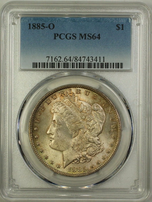 1885-O Morgan Silver Dollar $1 Coin PCGS MS-64 Toned Very Choice BU (16)