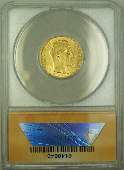 1859-A France 20 Fr Francs Gold Coin ANACS AU-55