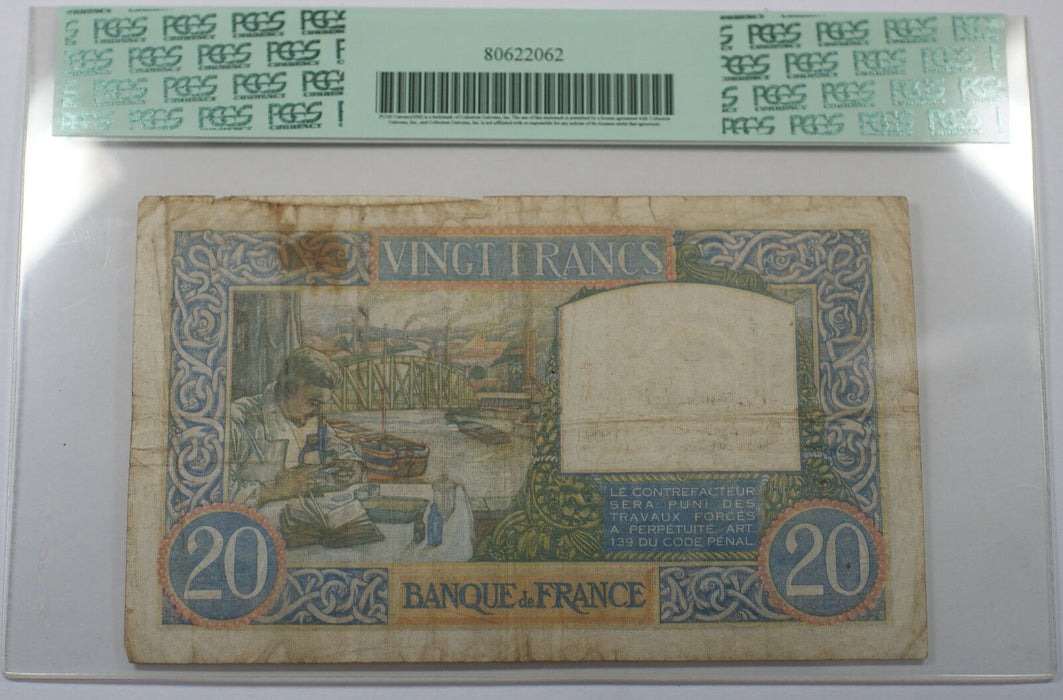 1940-41 Banque de France 20 FR Francs Note SCWPM# 92b PCGS Fine F-15 Apparent