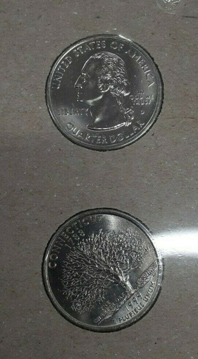 Connecticut 1999 P&D Statehood Quarter Set in Orig. US Mint Coin Cover w/Stamp