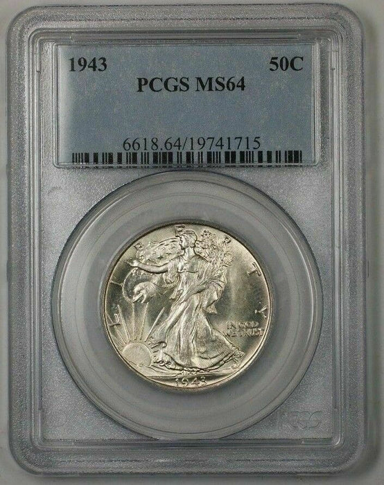 1943 Walking Liberty Silver Half Dollar Coin 50c PCGS MS-64 (Better Coin) 1A