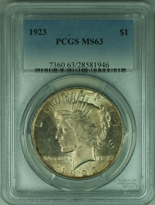 1923 Peace Silver Dollar S$1 PCGS MS63 (24g)