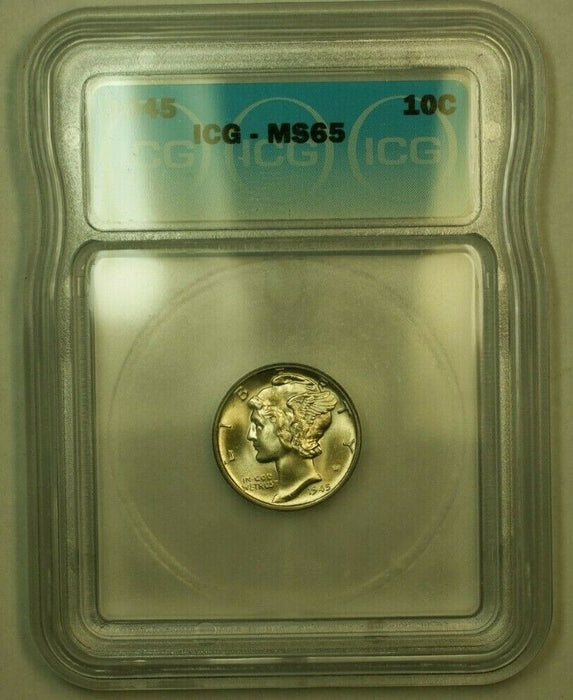1945 Silver Mercury Dime 10c Coin ICG MS-65 NN