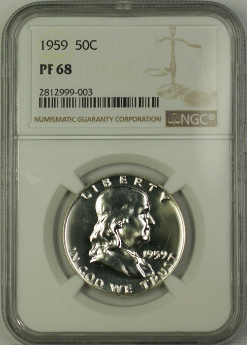 1959 US Franklin Silver Half Dollar 50c Coin NGC PF-68, Brilliant Coin