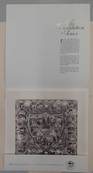 BEP Souvenir Card - Constitution Bicentennial/State Shields Brown Vignette B 109