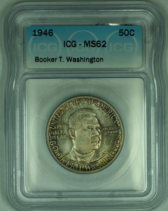 1946 Booker T. Washington Commemorative 50C Half Dollar ICG MS 62+ (50)