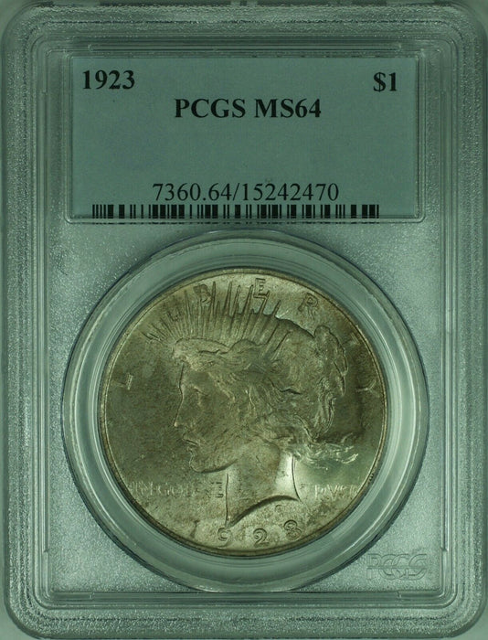1923 Peace Silver Dollar $1 Coin PCGS MS-64 Obverse Toning (34-E)