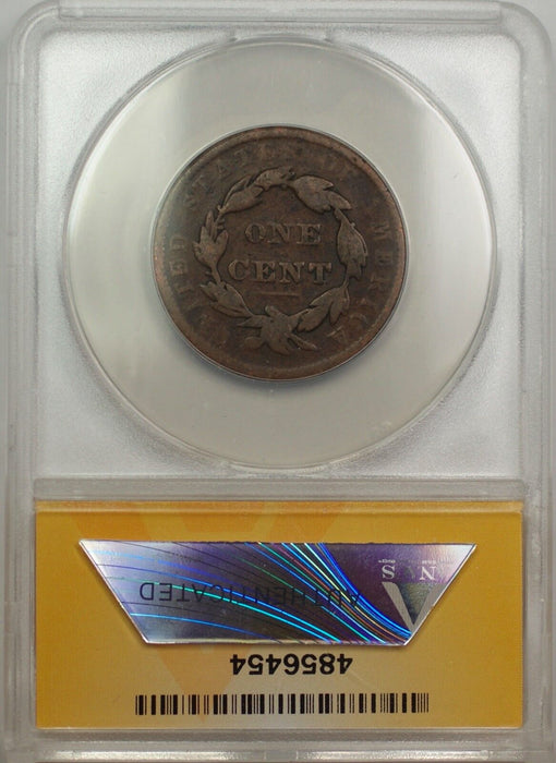 1837 Large Cent 1C Coin ANACS VG 8 Details Rim Bumps