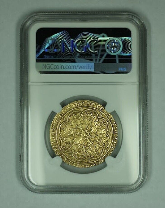 NGC AU55 (1356-61) ENGLAND NOBLE, S-1490 EDWARD III (7.67g) Gold