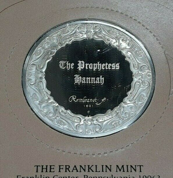 Franklin Mint Genius/Rembrandt PR .925 Silver Medal-Prophetess Hannah in Card