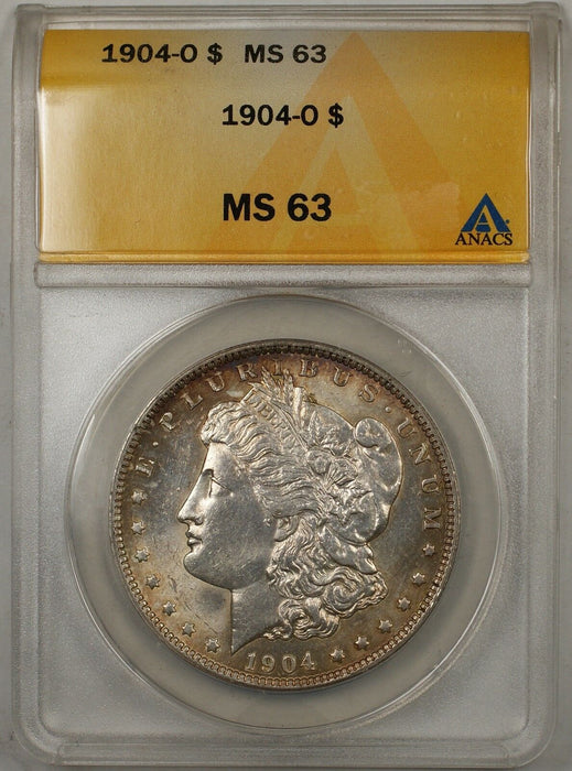 1904-O $1 Morgan Silver Dollar Coin ANACS MS-63 Toned (Better Coin) (8A)