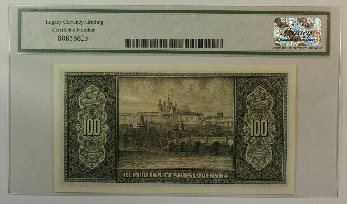 1945 100 Korun Czechoslovakia Republic WW2 Era Currency Note Legacy Gem 66 PPQ
