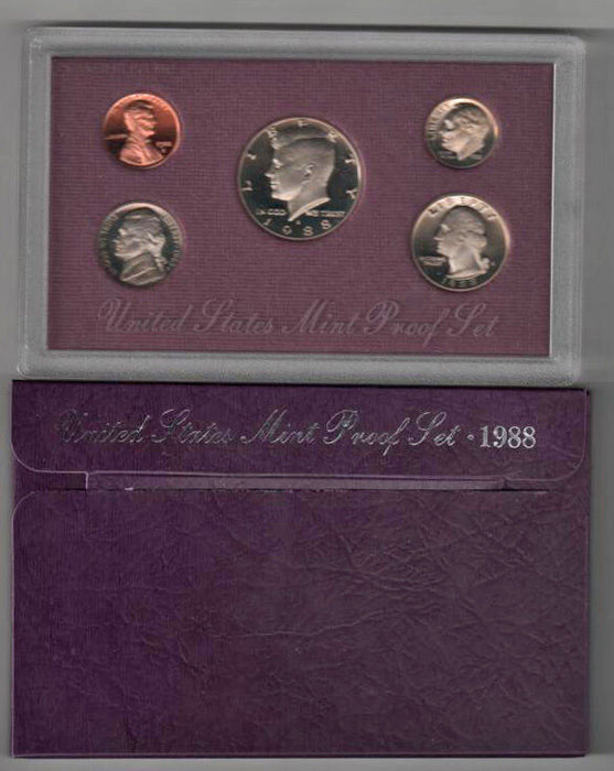 1988 US Mint Clad Proof Set Gem Coins w/ Box