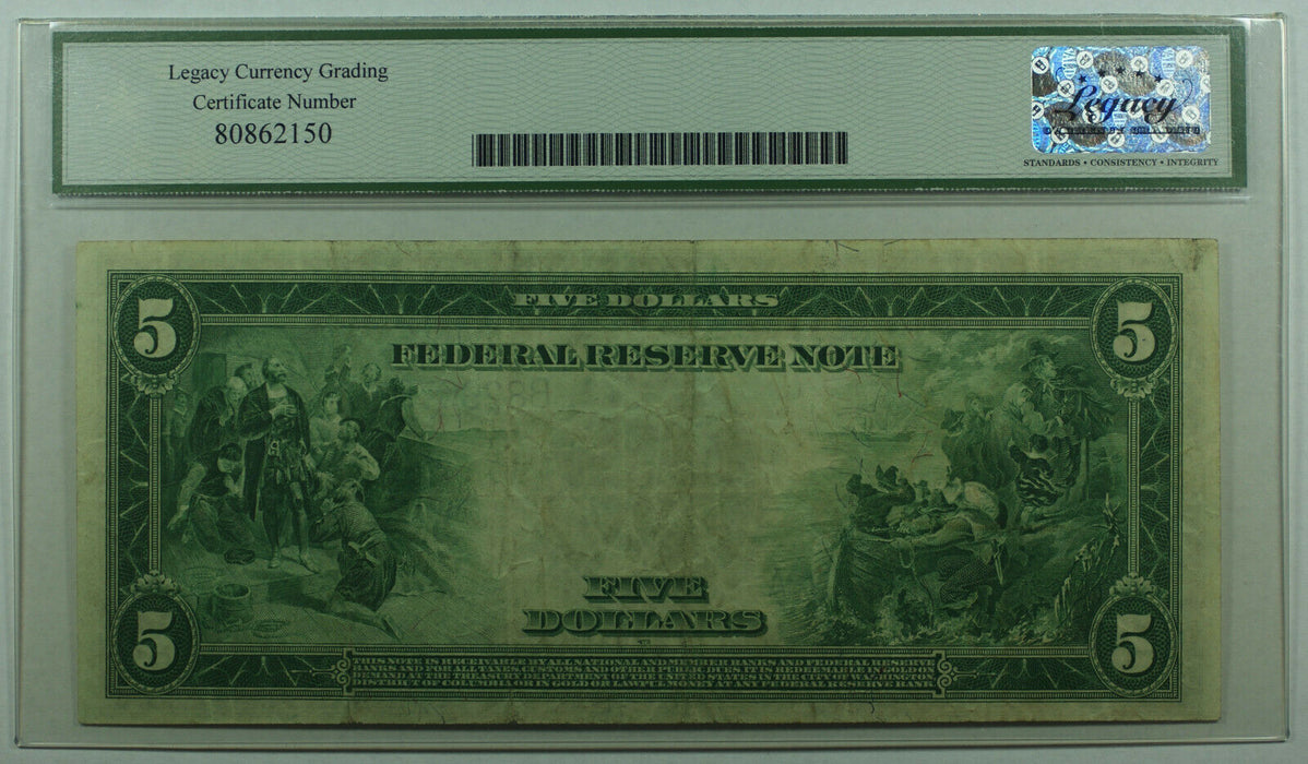 1914 Five Dollar New York Federal Reserve Note NY FRN $5 Fr. 849 Legacy VF-25