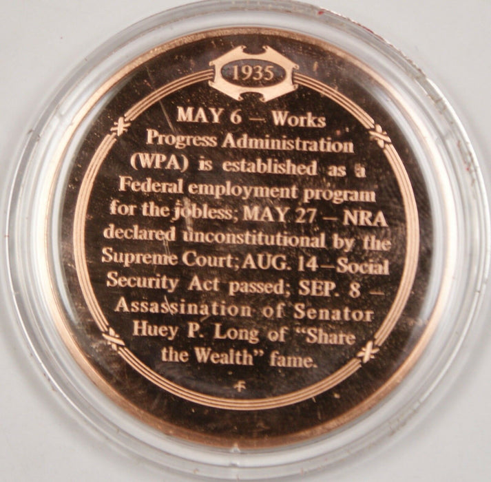 Bronze Proof Medal WPA Aids the Unemployed 1935