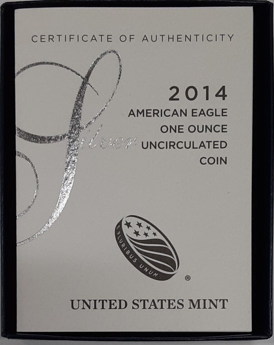 2014-W American Silver Eagle (ASE) Uncirculated Coin in Original Mint Packaging