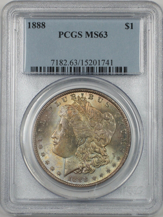 1888 Morgan Silver Dollar $1 Coin PCGS MS-63 Toned (BR-21 K)