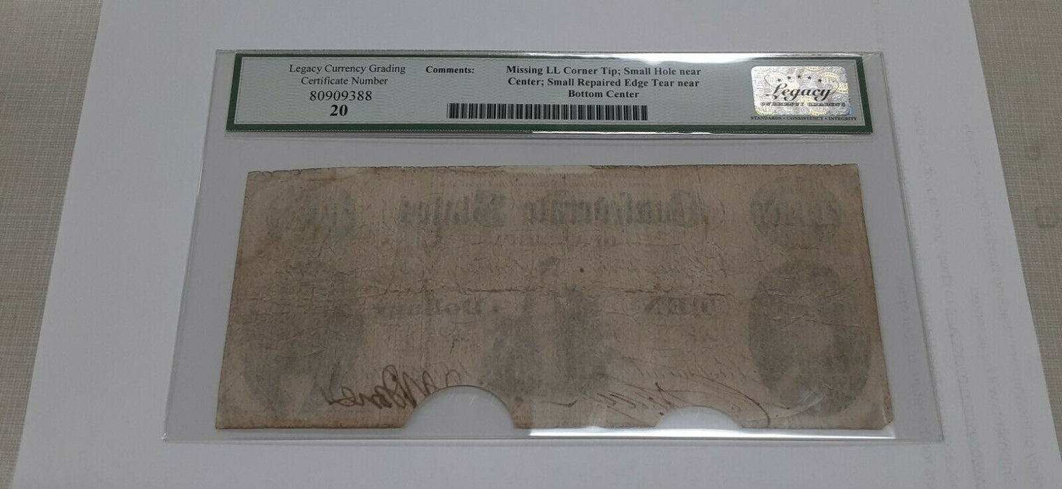 1861 $10 Ten Dollar Bill Confederate Note T-25 Legacy Very Fine 20 Cancelled