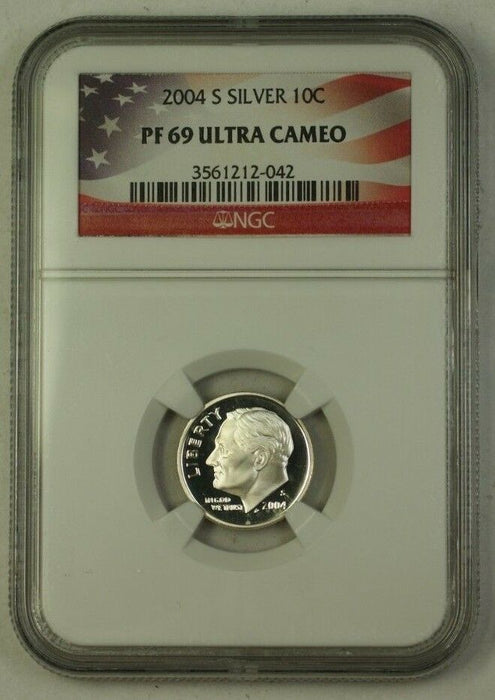 2004-S US Silver Roosevelt Dime 10c Coin NGC PR-69 Ultra Cameo