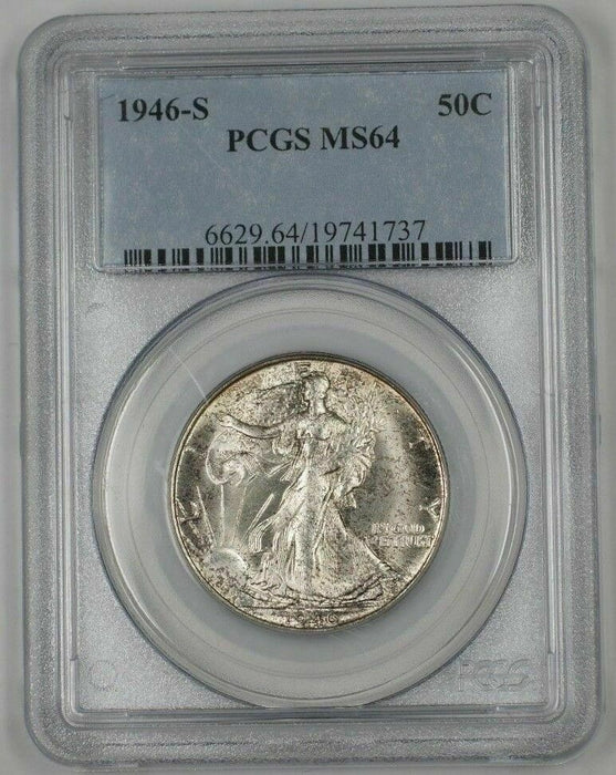 1946-S Walking Liberty Silver Half Dollar Coin 50c PCGS MS-64 Lightly Toned 1B