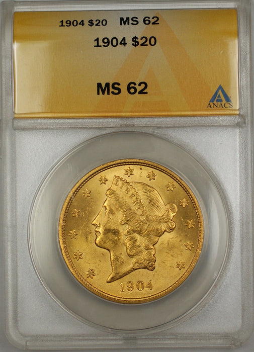 1904 $20 Liberty Double Eagle Gold Coin ANACS MS-62 SB (F)