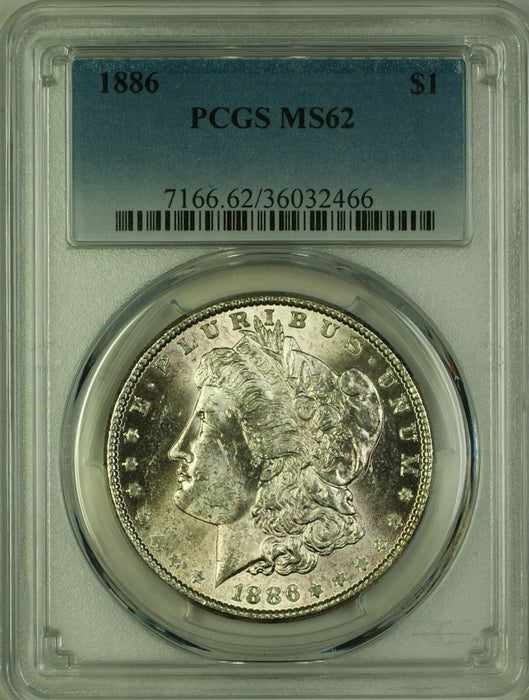 1886 Morgan Silver Dollar $1 Coin PCGS MS-62 (19H)