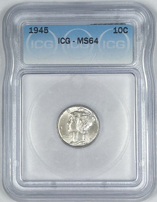 1945 Mercury Silver Dime 10c Coin ICG MS 64 (54) B