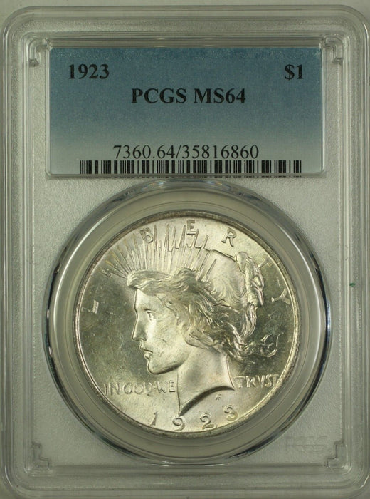 1923 Silver Peace Dollar $1 PCGS MS-64 Very Choice BU (Better Coin) (19G)