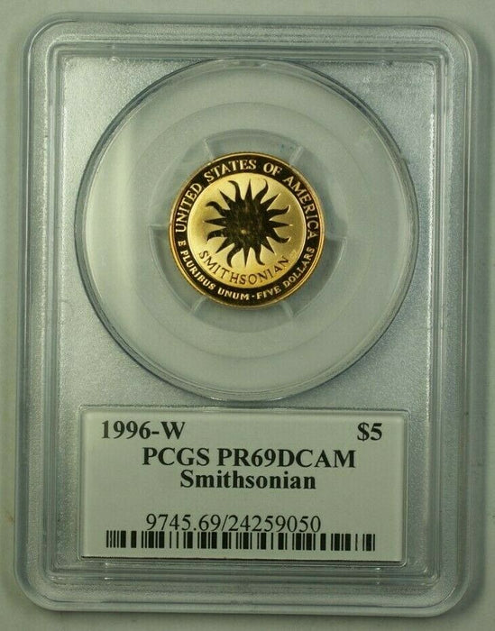 1996-W US Smithsonian Commemorative Proof Gold $5 Coin W/ John Mercanti Signatur