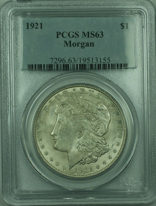 1921 Morgan Silver Dollar $1 Coin PCGS MS-63 (36) DD