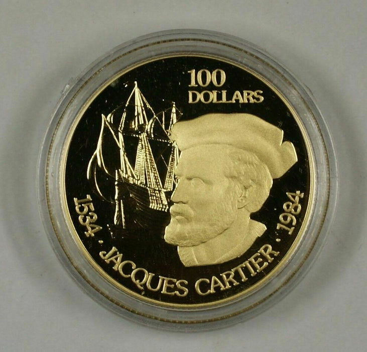 1984 Canada Jacques Cartier $100 Dollar 1/2 Oz Gold Proof Coin as Issued WW