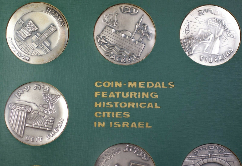 Israel Government and Medals Corporation 9 Bronze 9 .935 Sterling Silver Cities