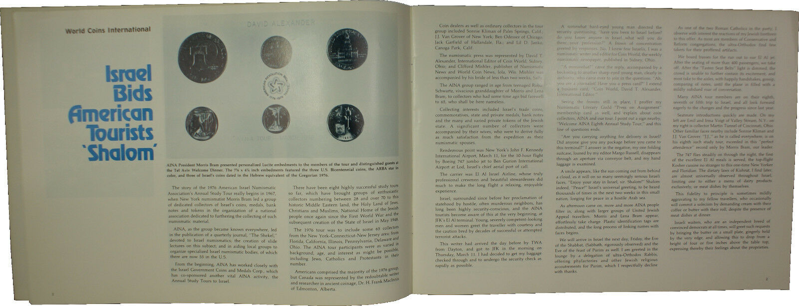1976 AINA From Dan to Eilat... Deep Roots of Israel Coin World Special Report