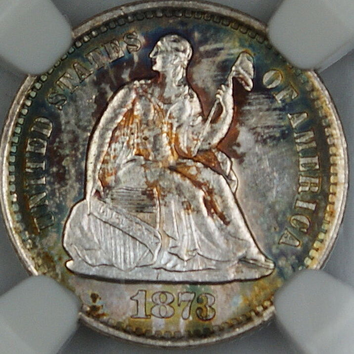 1873-S Seated Liberty Silver Half Dime, NGC MS-63, *Toned Gem BU Coin* DGH