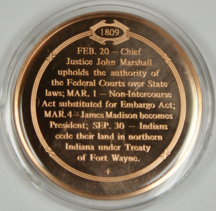 Bronze Proof Medal Supreme Court Defends Federal Authority Febuary 20 1809