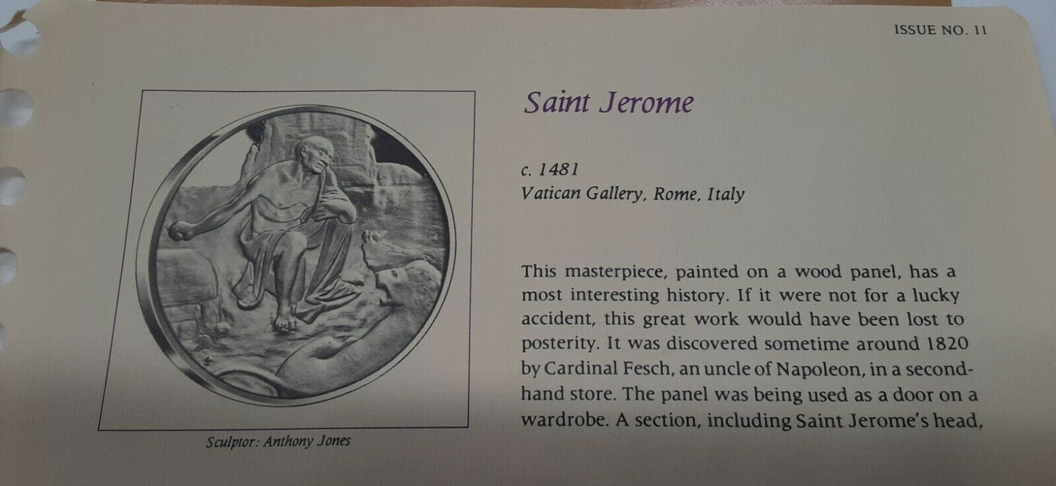 Franklin Mint Genius/DaVinci PF Gold Plated .925 Silver Medal-Saint Jerome