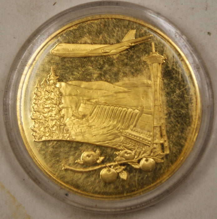 Gold Plated Sterling Silver Proof Medal Washington