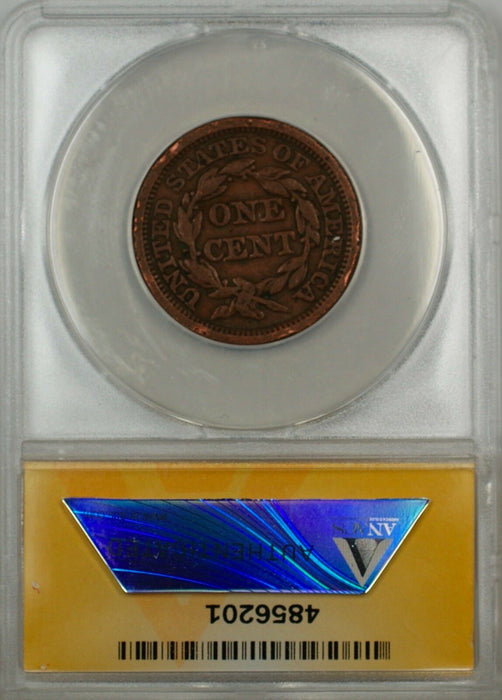 1848 Large Cent 1c Coin ANACS F-12 Details Rims-Damaged
