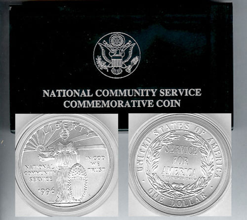 1996 Community Service Silver $1 Dollar BU UNC Coin